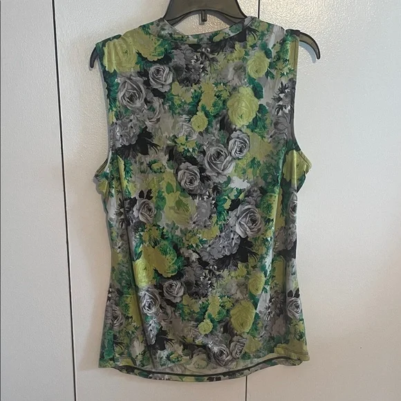 Floral Drape Neck Top - Green, Yellow, Gray - Picture 8 of 8